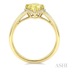 16X7 MM Evoque Gemstones Kite Shape Lemon Quartz and 1/6 Ctw Round Cut Diamond Semi-Precious Ring in 10K Yellow Gold