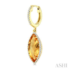 16X7 MM Evoque Gemstones Marquise Shape Citrine and 3/8 Ctw Round Cut Diamond Semi-Precious Earrings in 14K Yellow Gold