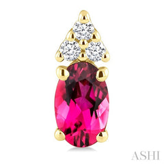 1/20 Ctw Oval Cut 5X3 MM Pink Tourmaline and Round Cut Diamond semi-precious Earrings in 10K Yellow Gold