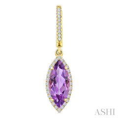 12X5 MM Evoque Gemstones Marquise Shape Amethyst and 1/3 Ctw Round Cut Diamond Semi-Precious Earrings in 10K Yellow Gold