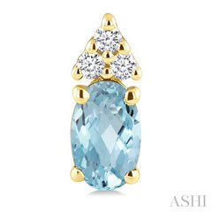 1/20 Ctw Oval Cut 5X3 MM Aquamarine and Round Cut Diamond semi-precious Earrings in 10K Yellow Gold