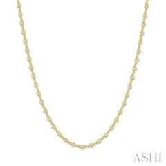 2 Ctw Bezel Set Round Cut Diamond Station Necklace in 14K Yellow Gold