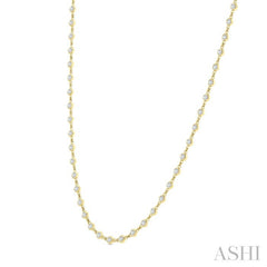 2 Ctw Bezel Set Round Cut Diamond Station Necklace in 14K Yellow Gold