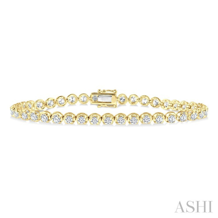 4 Ctw Round Cut Diamond Illusion Tennis Bracelet in 14K Yellow Gold