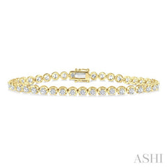 4 Ctw Round Cut Diamond Illusion Tennis Bracelet in 14K Yellow Gold