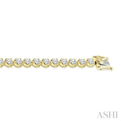 4 Ctw Round Cut Diamond Illusion Tennis Bracelet in 14K Yellow Gold