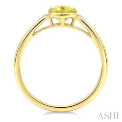 16X6 MM Evoque Gemstones Oval Shape Lemon Quartz and 1/50 Ctw Round Cut Diamond Semi-Precious Ring in 10K Yellow Gold