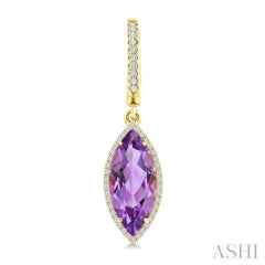 16X7 MM Evoque Gemstones Marquise Shape Amethyst and 3/8 Ctw Round Cut Diamond Semi-Precious Earrings in 14K Yellow Gold