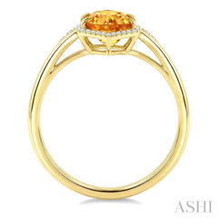16X6 MM Evoque Gemstone Hexagon Shape Citrine and 1/5 Ctw Round Cut Diamond Semi-Precious Ring in 10K Yellow Gold