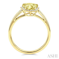 16X7 MM Evoque Gemstones Shield Shape Lemon Quartz and 1/6 Ctw Round Cut Diamond Semi-Precious Ring in 10K Yellow Gold