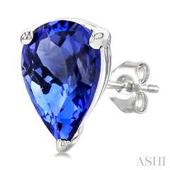 6X4MM Pear Cut Tanzanite Precious Stud Earrings in 14K White Gold