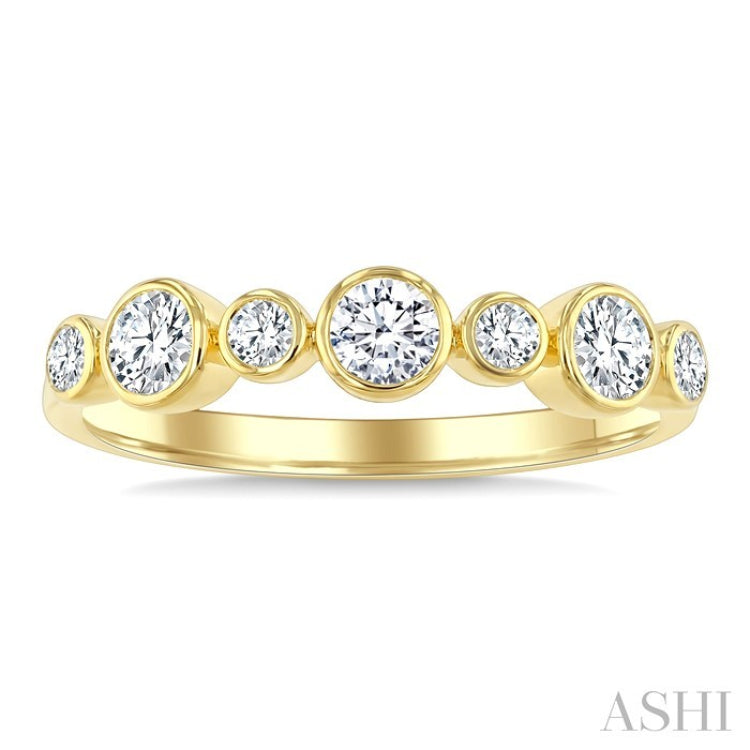 1/2 Ctw Bezel Set Round Cut Diamond Fashion Band in 14K Yellow Gold