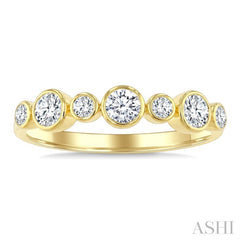 1/2 Ctw Bezel Set Round Cut Diamond Fashion Band in 14K Yellow Gold