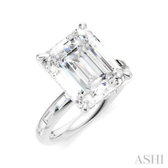 1/3 Ctw Emerald Shape Baguette and Round Cut Diamond Semi-Mount Engagement Ring in 14K White Gold