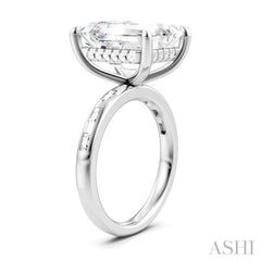 1/3 Ctw Emerald Shape Baguette and Round Cut Diamond Semi-Mount Engagement Ring in 14K White Gold