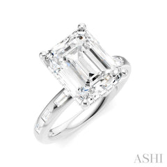 1/3 Ctw Emerald Shape Baguette and Round Cut Diamond Semi-Mount Engagement Ring in 14K White Gold