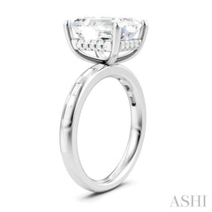 1/3 Ctw Emerald Shape Baguette and Round Cut Diamond Semi-Mount Engagement Ring in 14K White Gold