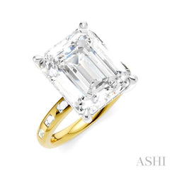 1/3 Ctw Emerald Shape Baguette and Round Cut Diamond Semi-Mount Engagement Ring in 14K Yellow and White Gold