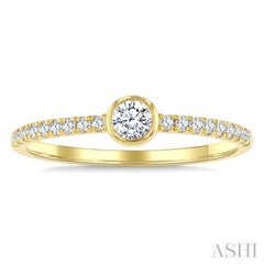 1/3 Ctw Bezel Set Round Cut Diamond Luna Bezel Fashion Ring in 14K Yellow Gold