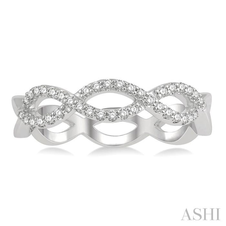 1/5 Ctw Twisted Round Cut Diamond Infinity Fashion Band in 14K White Gold