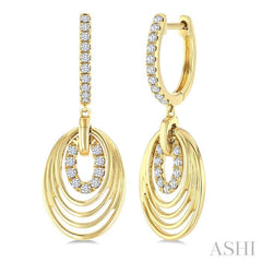 1/3 Ctw Spiral Drop Round Cut Diamond Fashion earrings in 14K Yellow Gold