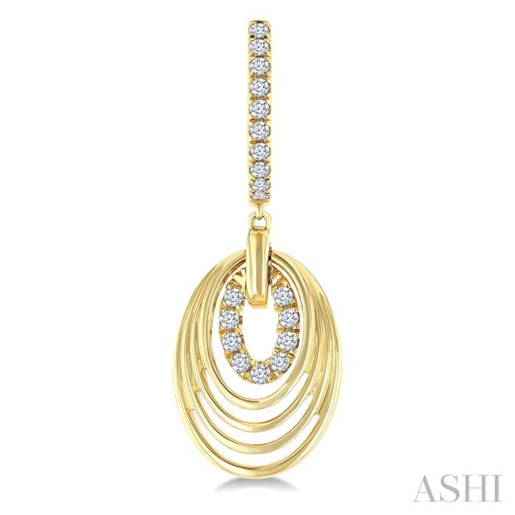1/3 Ctw Spiral Drop Round Cut Diamond Fashion earrings in 14K Yellow Gold