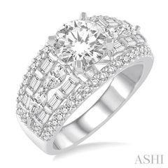 1 1/5 Ctw Diamond Semi-Mount Engagement Ring in 14K White Gold