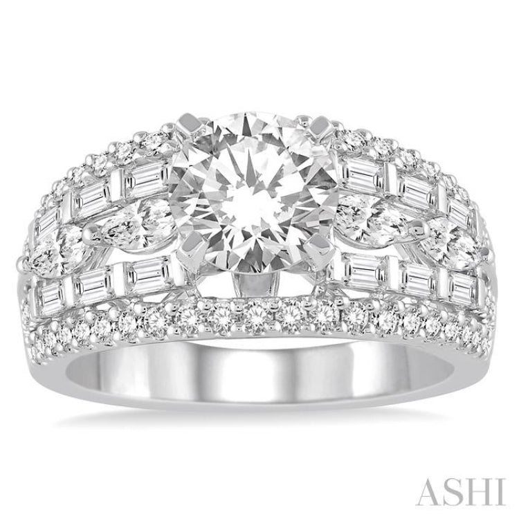 1 1/5 Ctw Diamond Semi-Mount Engagement Ring in 14K White Gold
