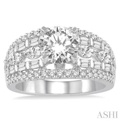 1 1/5 Ctw Diamond Semi-Mount Engagement Ring in 14K White Gold
