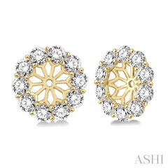 1 1/2 Ctw Round Cut Diamond Earrings Jacket in 14K Yellow Gold