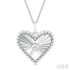 1/20 Ctw Heart fluted medallion Round Cut Diamond Pirouette Pendant With Chain in 10K White Gold