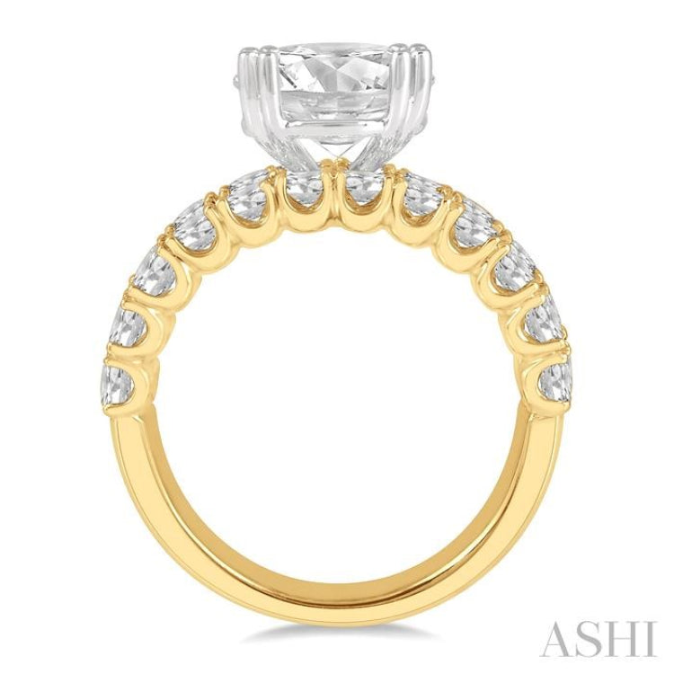 2 5/8 Ctw Triple Row Round Cut Diamond Semi-Mount Engagement Ring in 14K Yellow and White Gold