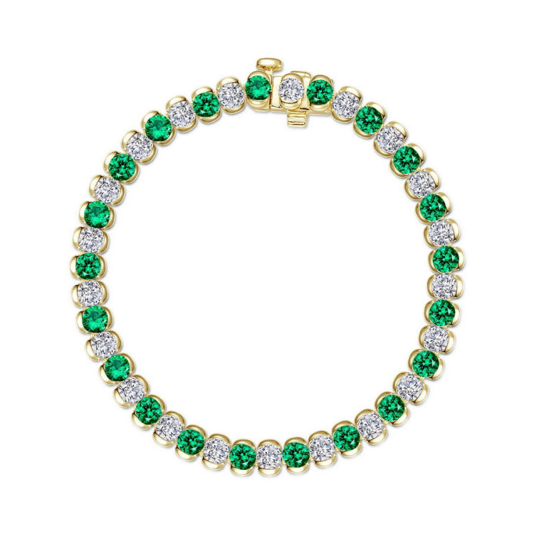 7.5 CTW Aria Half- Bezel Emerald Tennis Bracelet