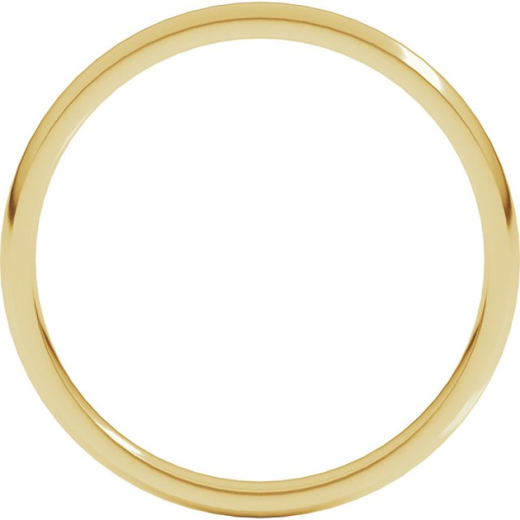 14K Yellow Gold 2 mm Lightweight Comfort-Fit Half Round Band Size 7.5
