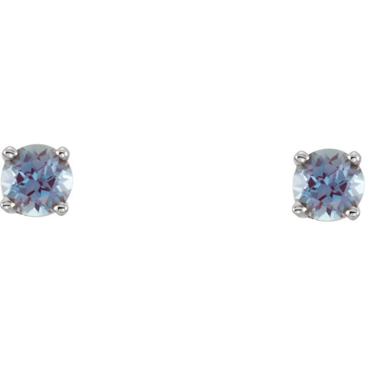 14K White Gold Imitation Alexandrite Youth Earrings