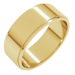 14K Yellow Gold 7 mm Stepped-Edge Flat Band Size 9.5