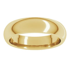 14K Yellow Gold 5 mm Comfort-Fit Half Round Band Size 10