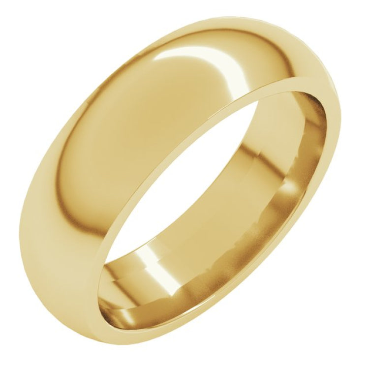 10K Yellow Gold 6 mm Comfort-Fit Half Round Band Size 9
