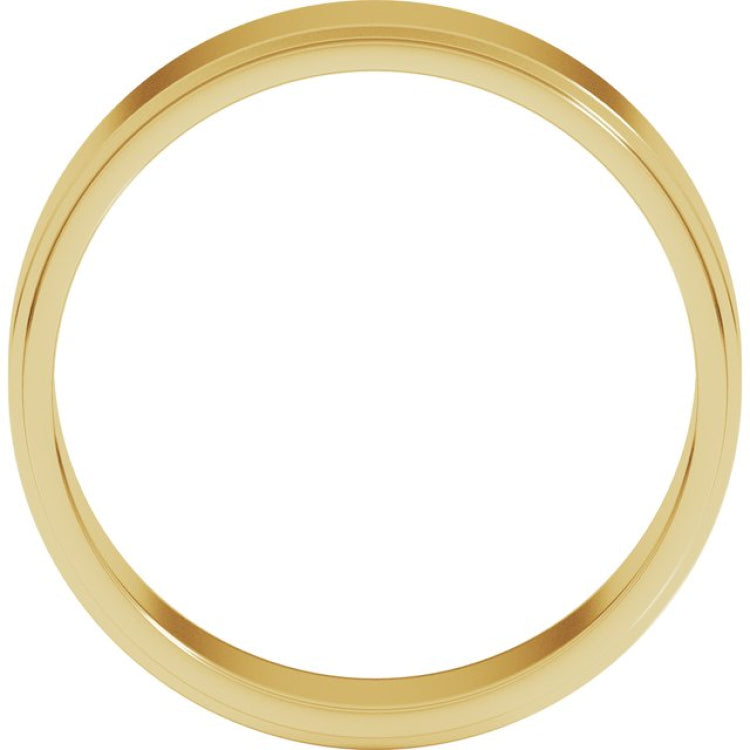 14K Yellow Gold 6 mm Stepped-Edge Flat Band Size 7.5