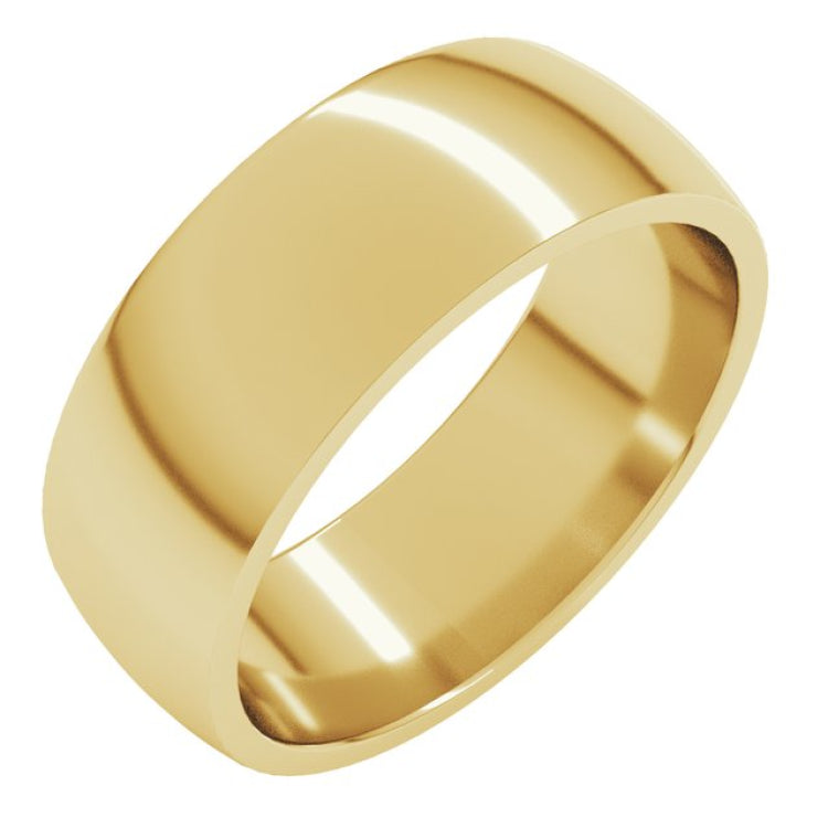 10K Yellow Gold 7 mm Lightweight Comfort-Fit Half Round Band Size 11