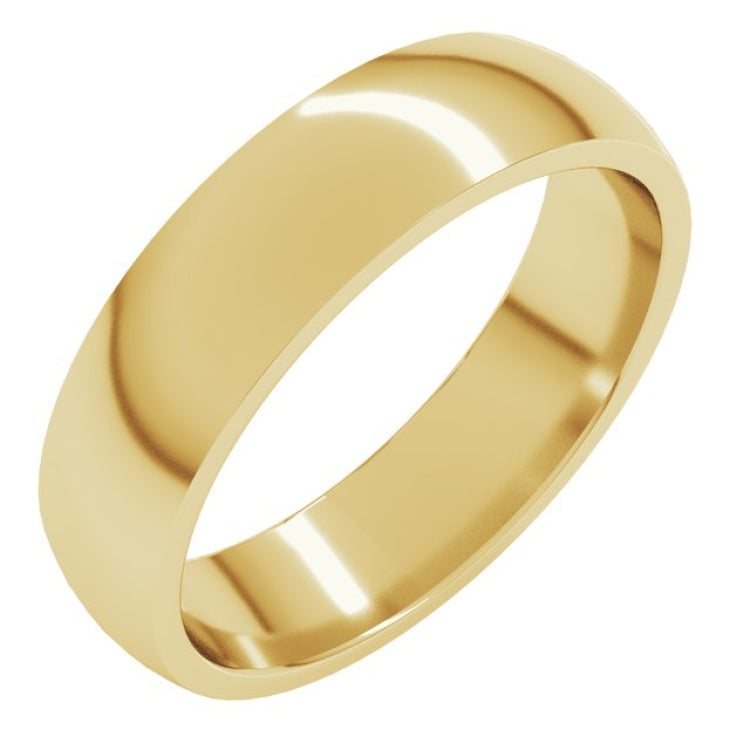 10K Yellow Gold 5 mm Lightweight Comfort-Fit Half Round Band Size 10
