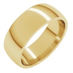 10K Yellow Gold 7 mm Lightweight Comfort-Fit Half Round Band Size 8