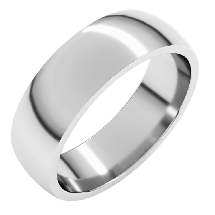 14K White Gold 6 mm Lightweight Comfort-Fit Half Round Band Size 11.5