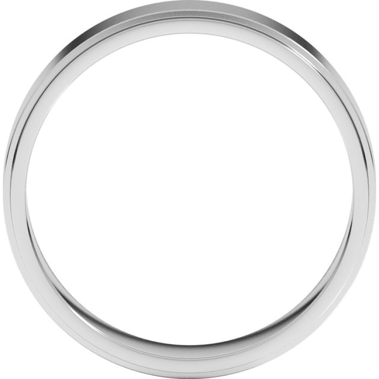 14K White Gold 5 mm Stepped-Edge Flat Band Size 7