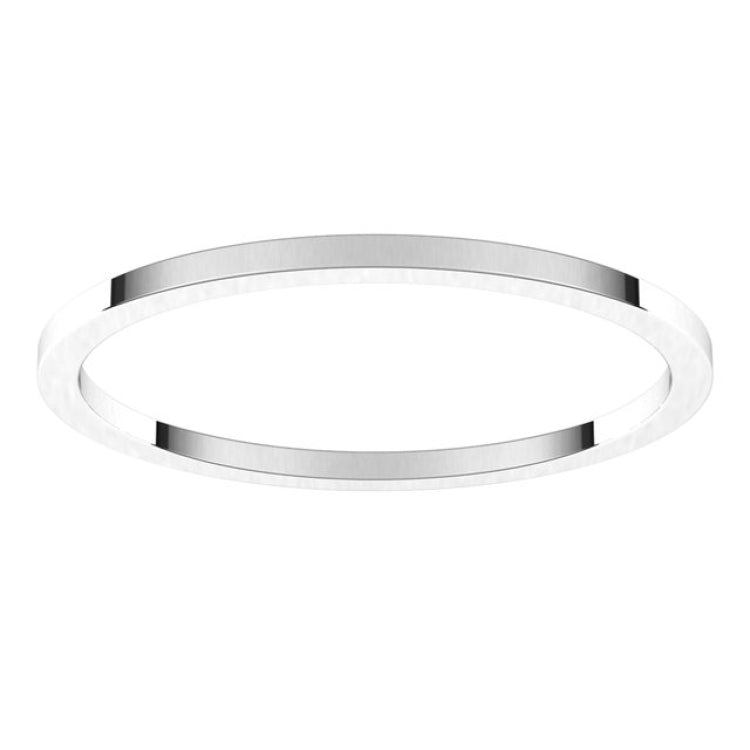 14K White Gold 1 mm Flat Band Size 10