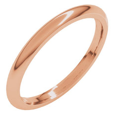 10K Rose Gold 2 mm Comfort-Fit Half Round Band Size 6
