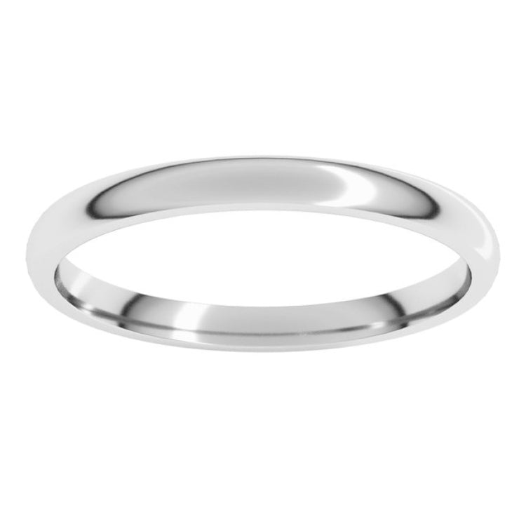 14K White Gold 2 mm Lightweight Comfort-Fit Half Round Band Size 7.5