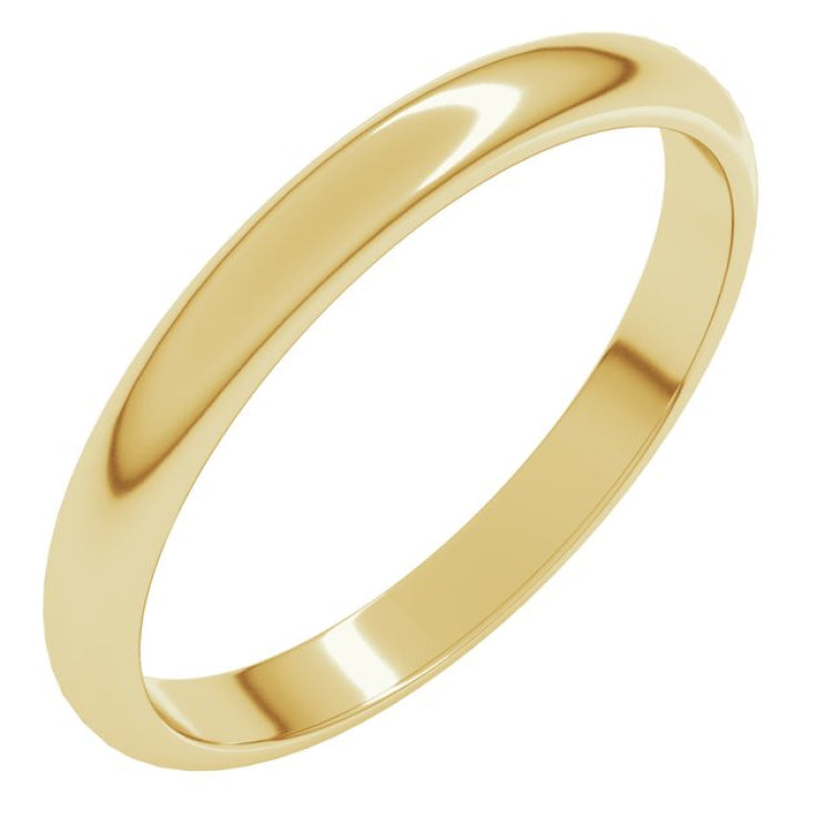 14K Yellow Gold 2.5 mm Half Round Band Size 2.5