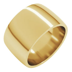 14K Yellow Gold 12 mm Lightweight Comfort-Fit Half Round Band Size 5
