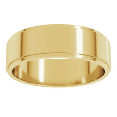 14K Yellow Gold 6 mm Stepped-Edge Flat Band Size 10